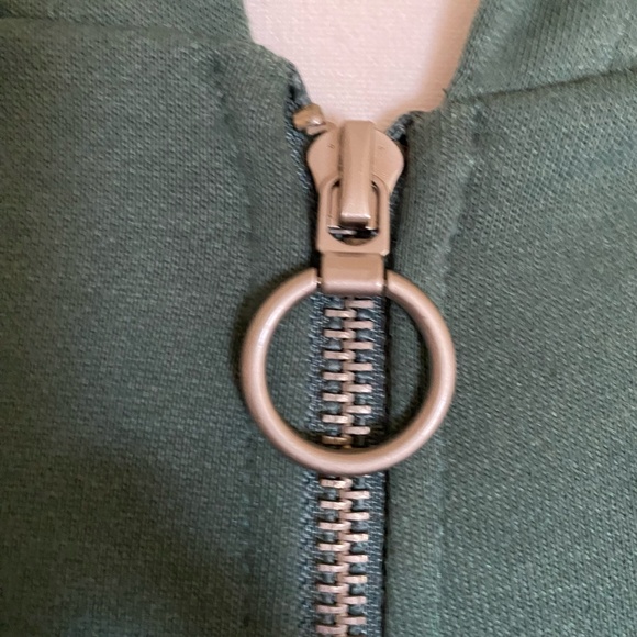 Green Velvet Teal Tier Zip Up Hooded Sweatshirt Style Top- Sz-2XL - Picture 4 of 16